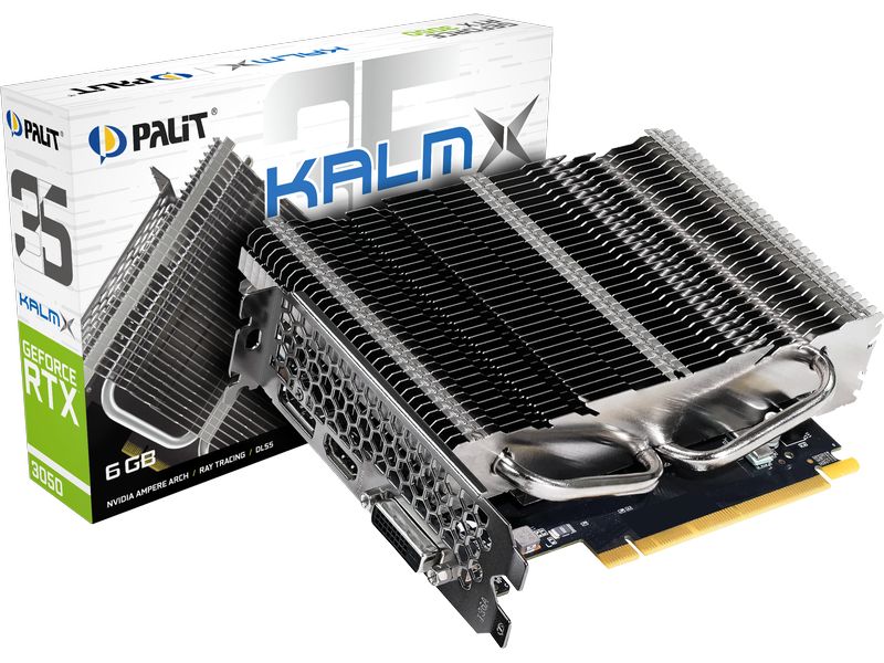Palit Grafikkarte GeForce RTX 3050 KalmX 6 GB Gamer-Grafikkarte mit 6 GB GDDR6-Speicher, ermöglicht Auflösungen bis zu 8k