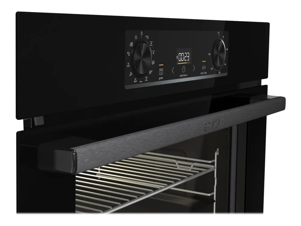 Gorenje Essential BPS6737E14BG - Ovn - med dampfunktion - til indbygning - niche - bredde: 56 cm - dybde: 55 cm - højde: 59 cm - med selv-rengøring - Klasse A  - sort