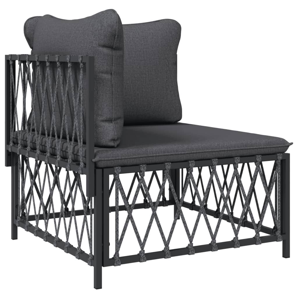 Salon de jardin meuble d'extérieur ensemble de mobilier 8 pièces avec coussins anthracite acier