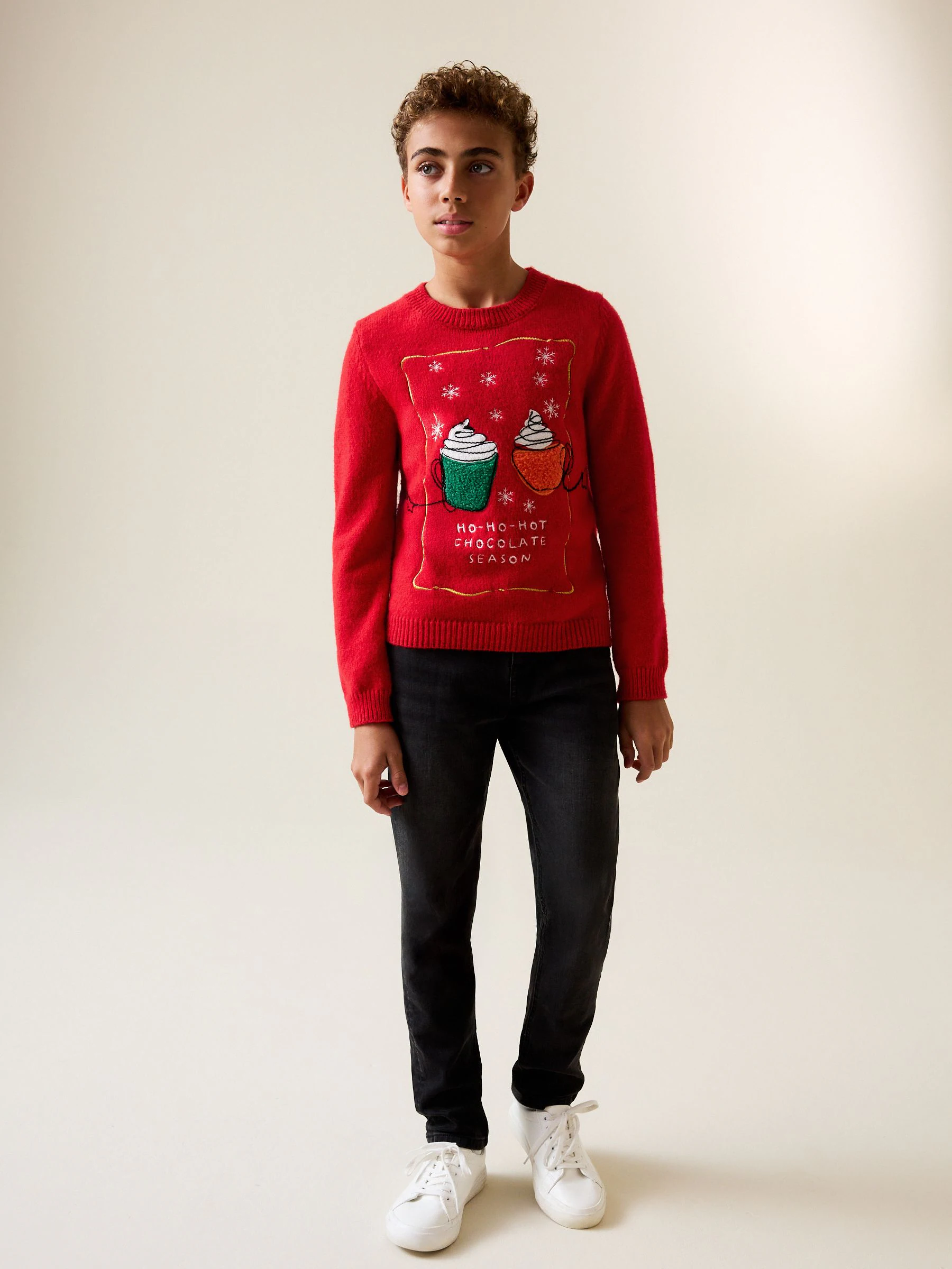 Lipsy Christmas Crew Neck Season Slogan Family Knitted Jumper (5-16yrs)