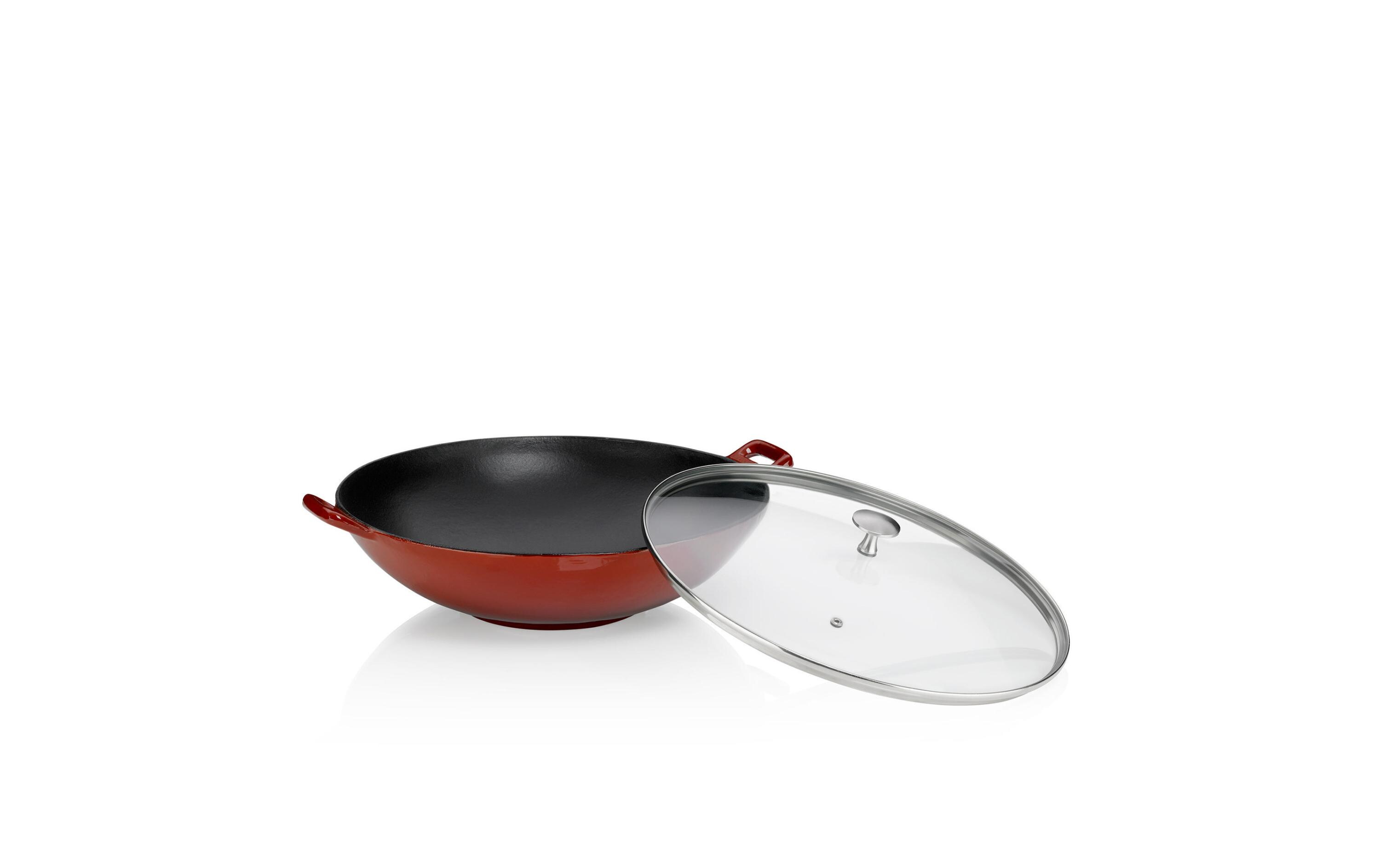 Wok Calido 36 cmGusseisen Wok mit Edelstahlgriffe