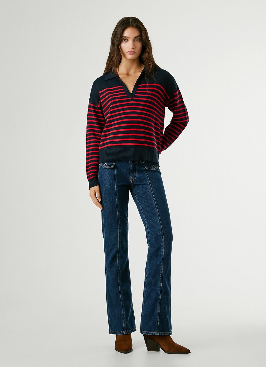 PEPE JEANS<br>Suéter listrado com gola polo CARLINA