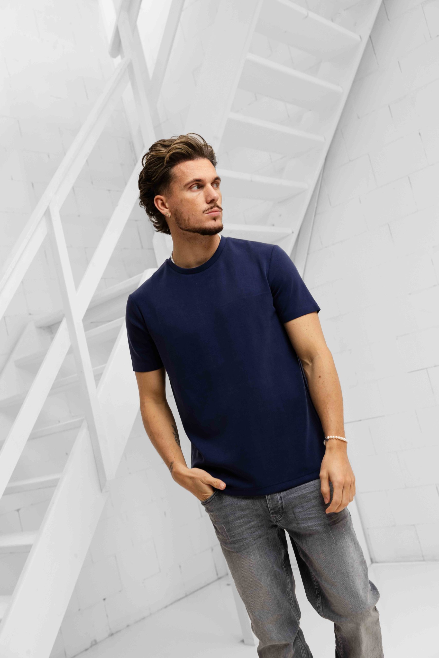 Dadado Bambu T-Shirt Heren Donkerblauw