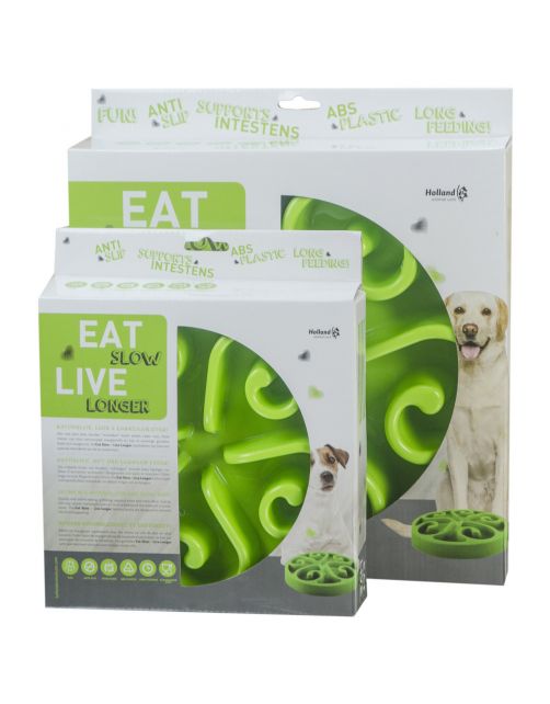 Eat Slow Live Longer Anti-Schrok Voerbak Groen - Hondenvoerbak