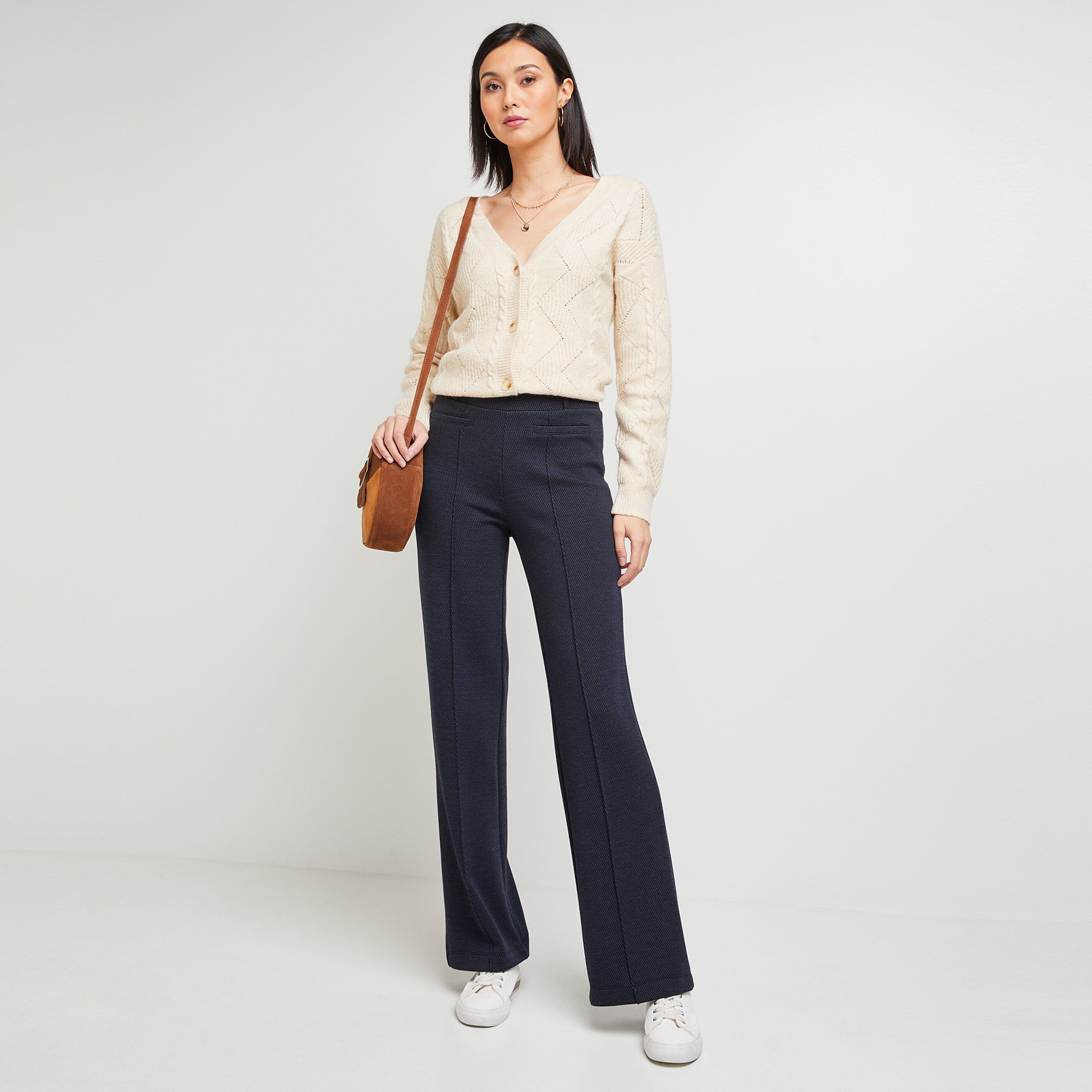 Pantalon en maille large femme - MARINE
