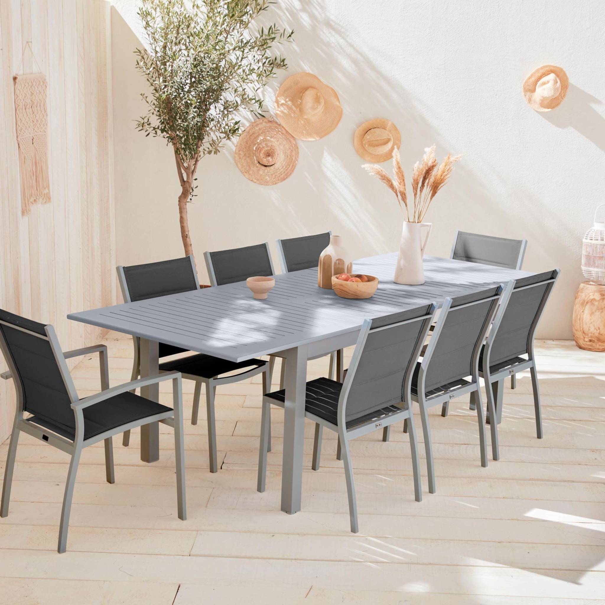 sweeek - Aluminium tuinset 8 plaatsen, uitschuifbaar