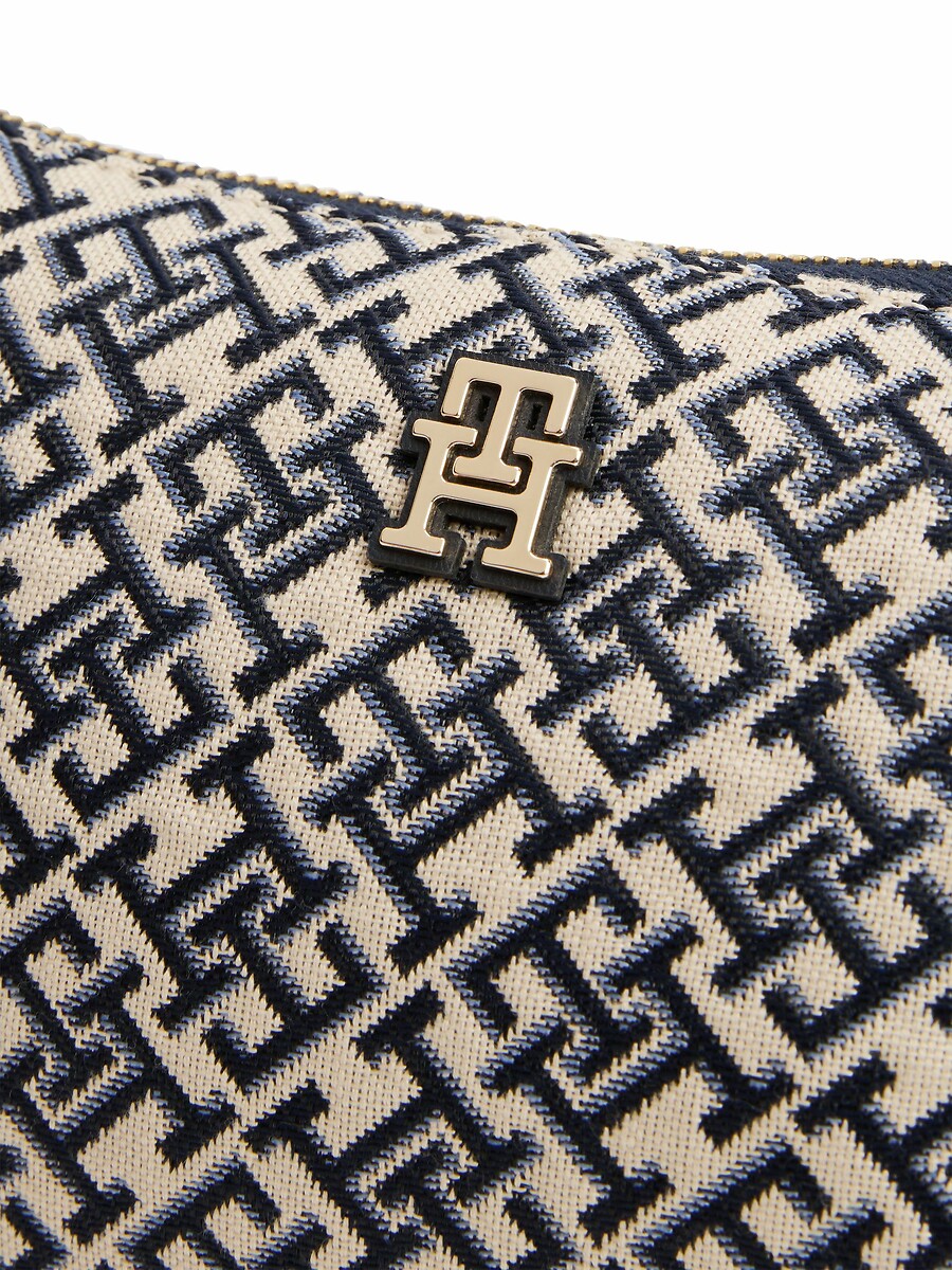 TOMMY HILFIGER<br>Bolsa de ombro em jacquard com monograma TH