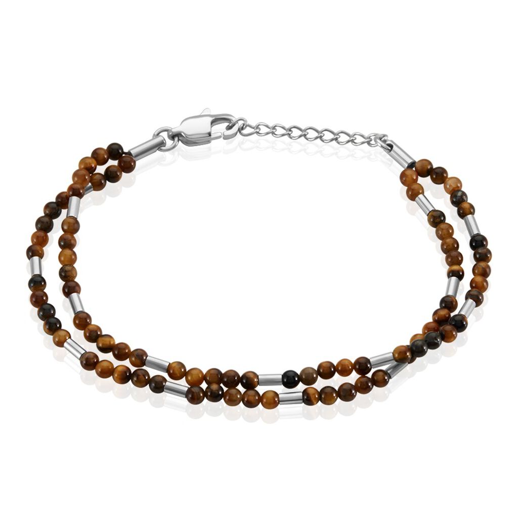 Bracelet Acier Blanc Augusto Oeil De Tigre