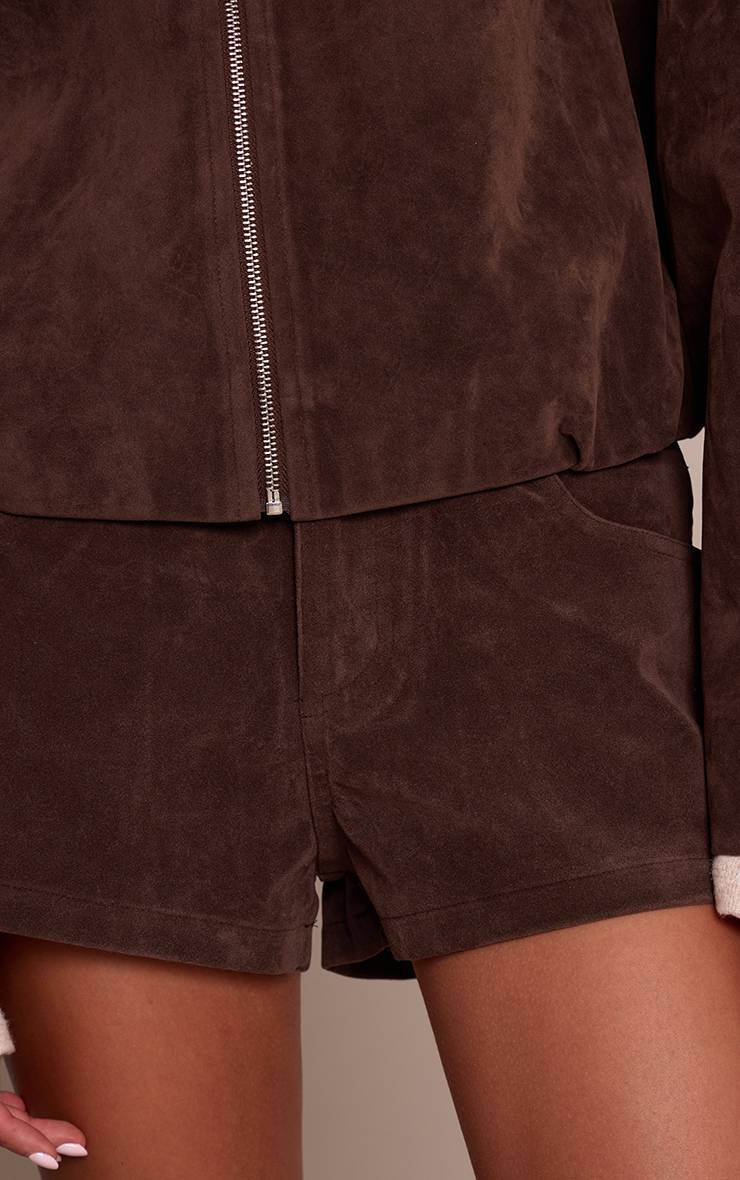 Marron Foncé Short Tailleur En Daim