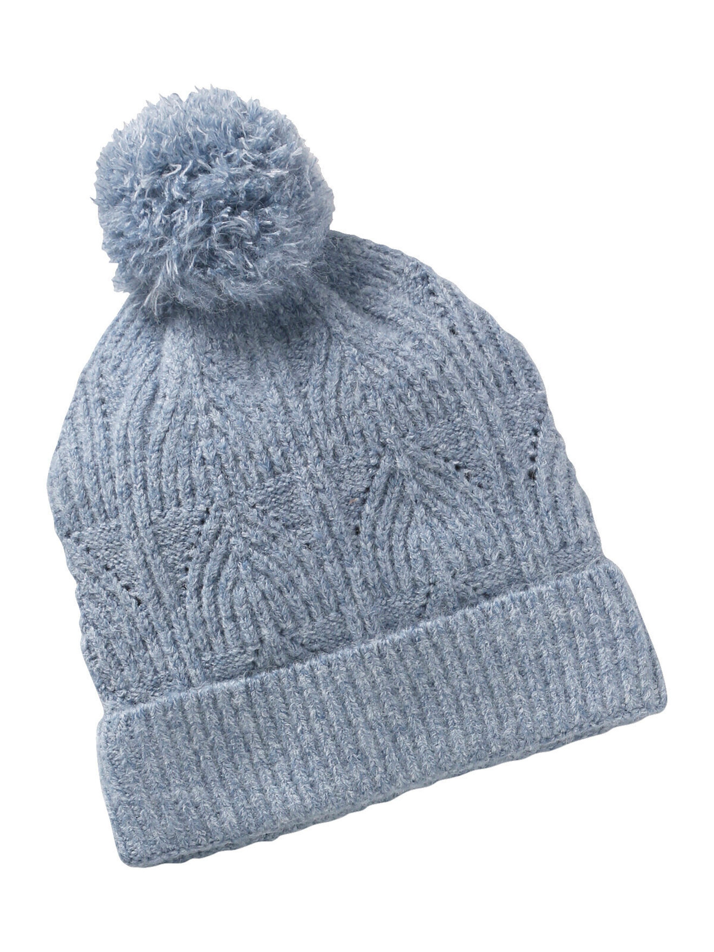 Vertbaudet Mädchen Strick-Set: Mütze, Rundschal & Handschuhe, Zopfmuster graublau