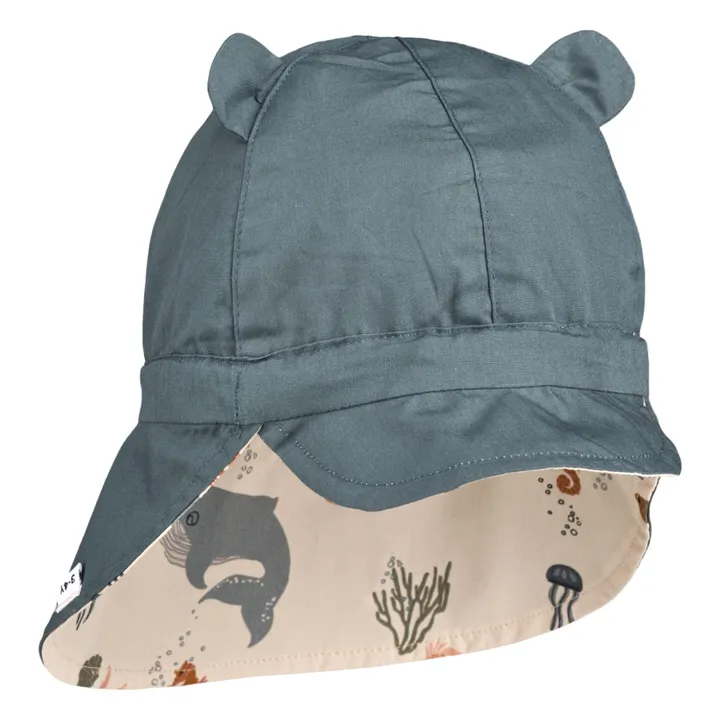 Liewood Chapeau Réversible Gorm Coton Bio Bébé | Bleu gris
