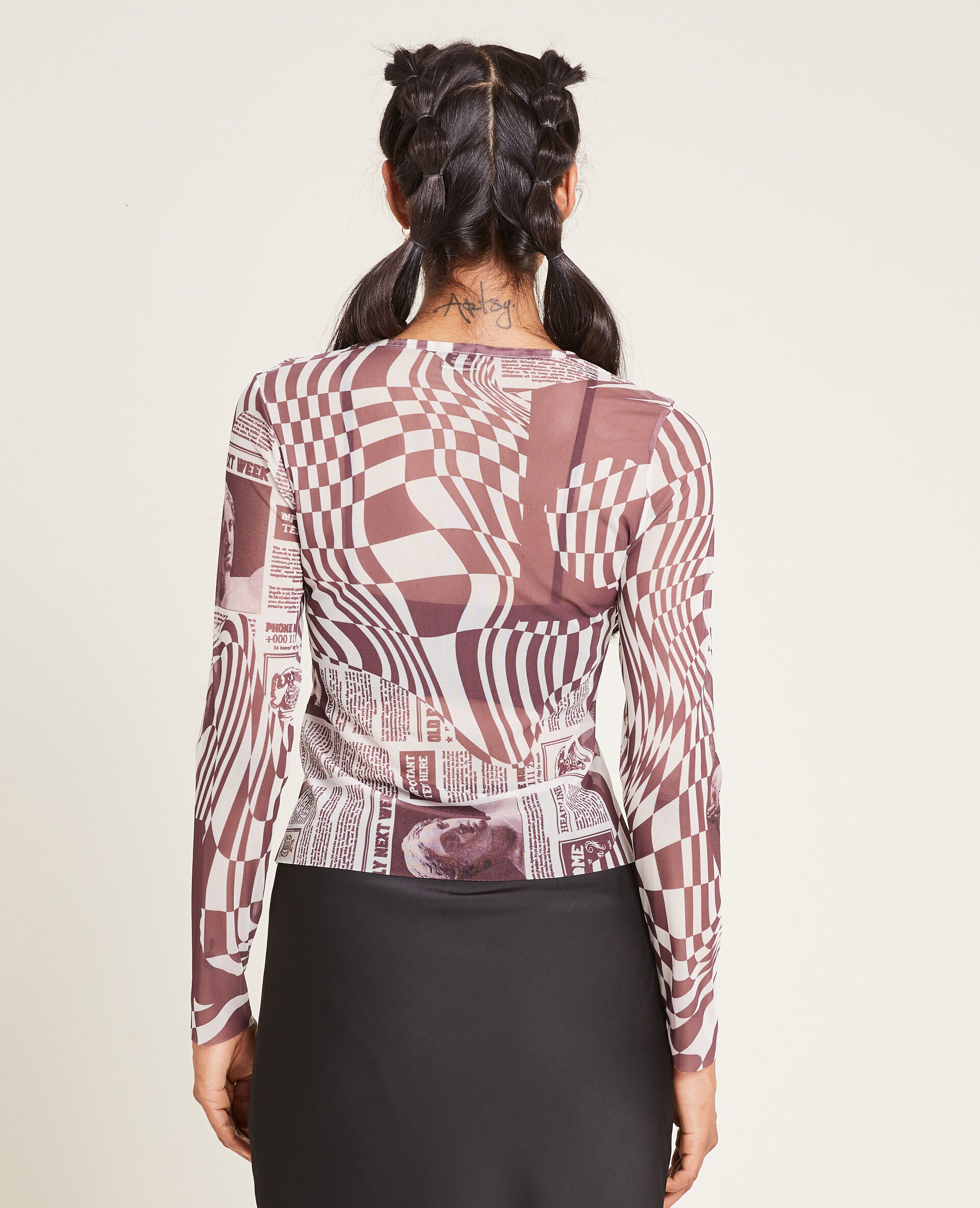 Top en maille transparente - Blanc