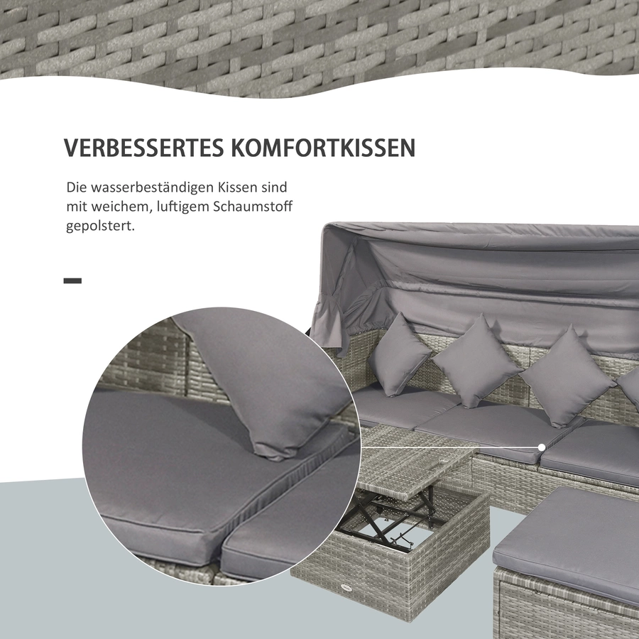 Outsunny 4-teilige Loungegruppe mit Sonnendach grau