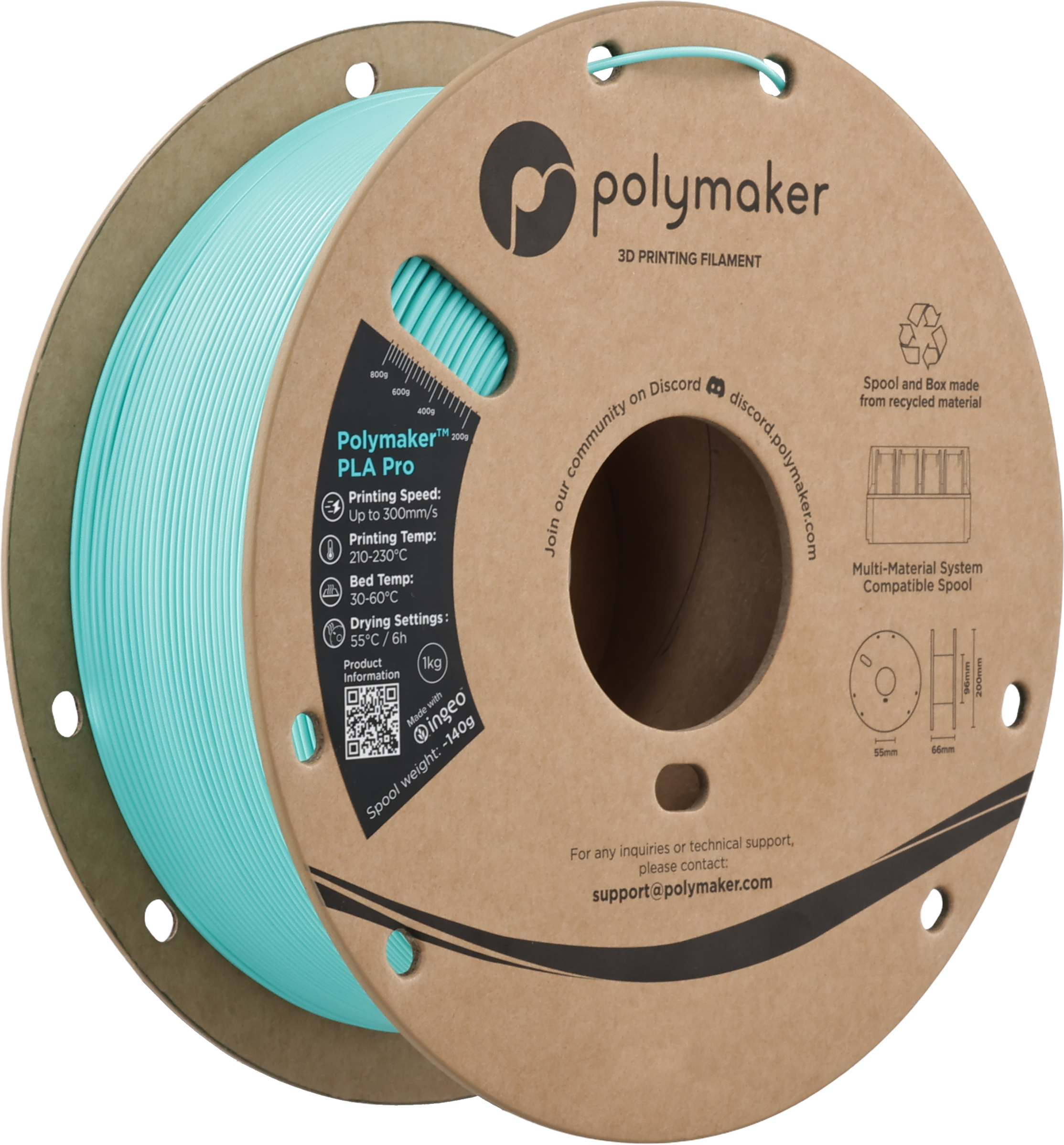Polymaker  PLA Pro Polymaker Teal, 1,75 mm / 1000 g    Neue, verbesserte Formulierung: Hochleistungs-High Speed-PLA in Polymaker Teal