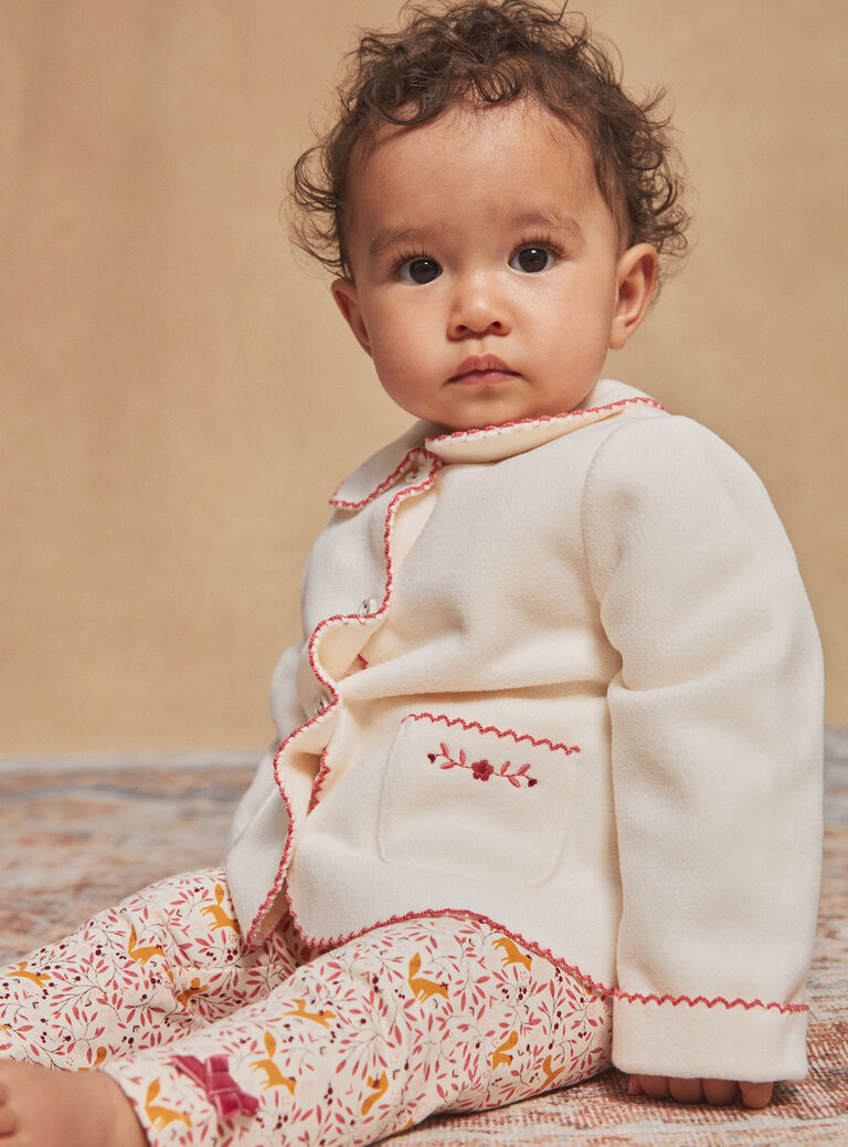 Cardigan écru en polaire