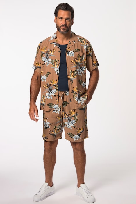 Hemd, Halbarm, Alloverprint, Cuba-Kragen, Cuba-Fit, bis 8 XL