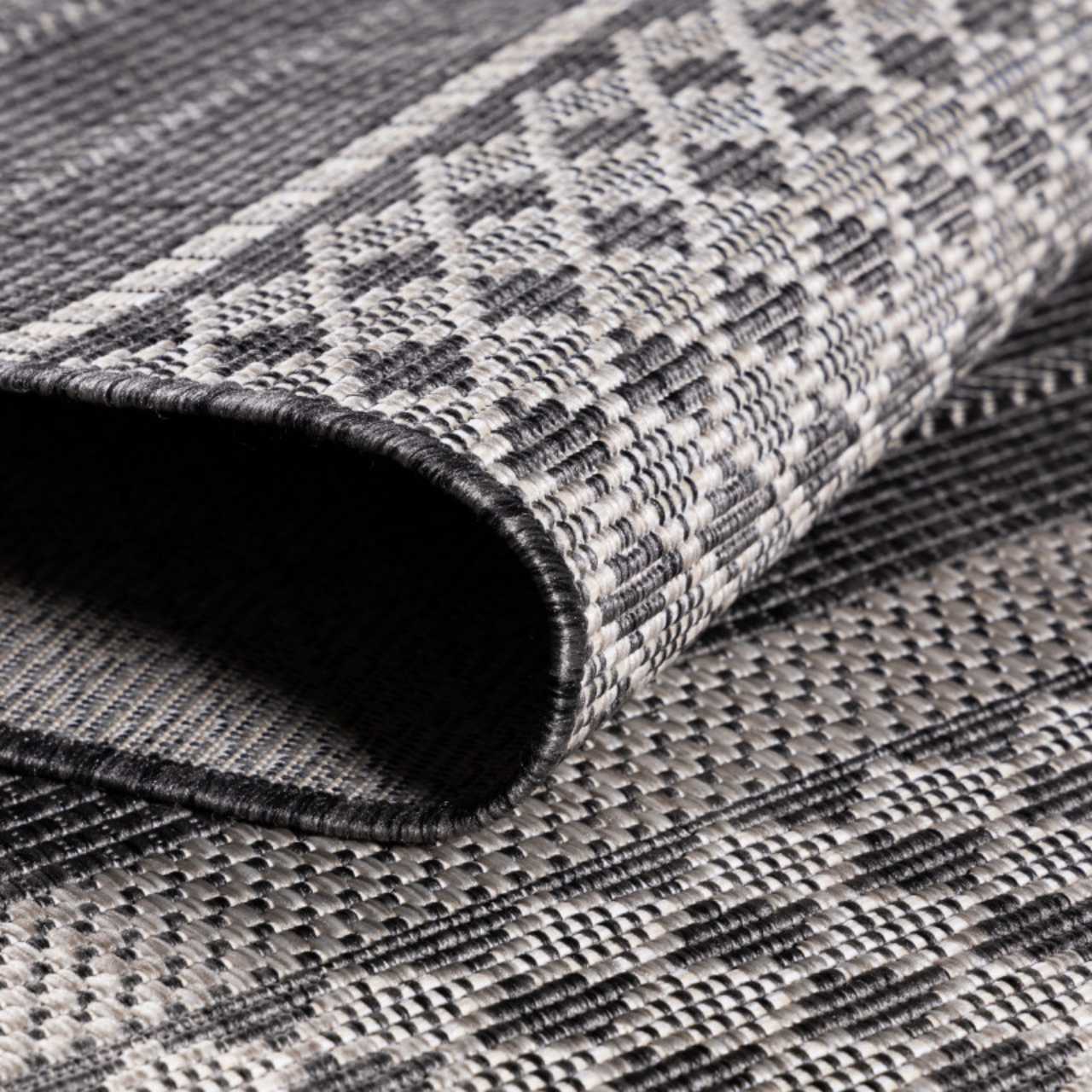 In Outdoor Teppich Beige, Vintage Design, Flachgewebe, Wetterfest