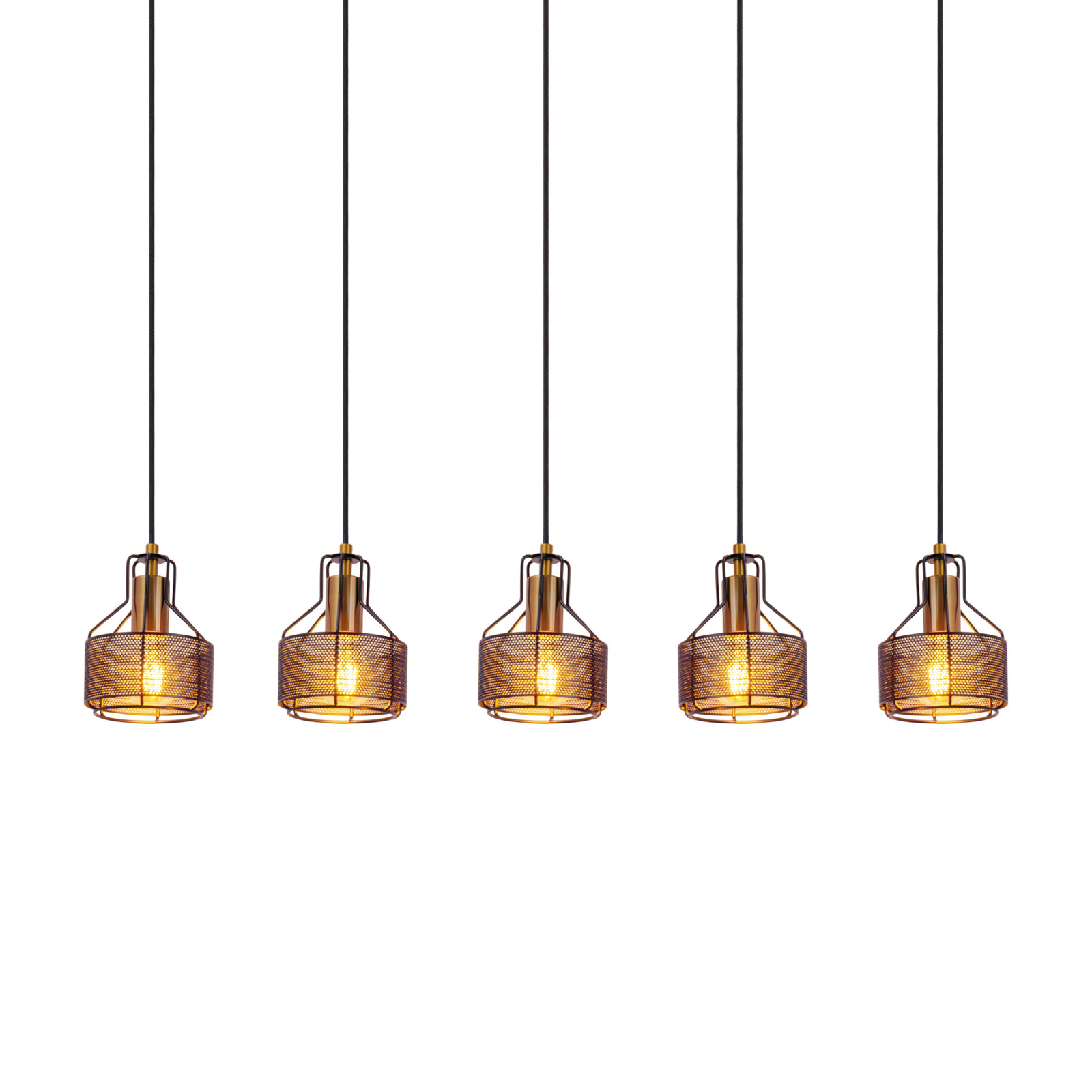 Pendelleuchte FORO - schwarz-gold - 96 cm breit