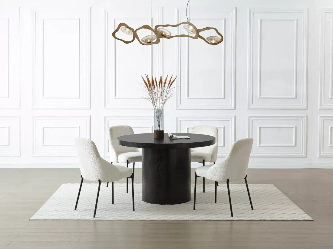 Table à manger extensible 4 à 12 personnes en MDF - Noir - SIDRINA