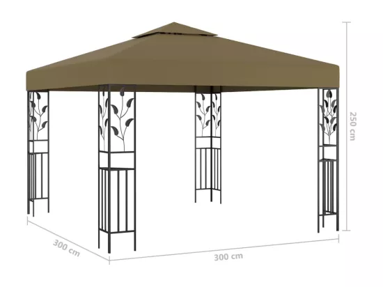 Tonnelle avec guirlande lumineuse à LED 3x3 m Taupe