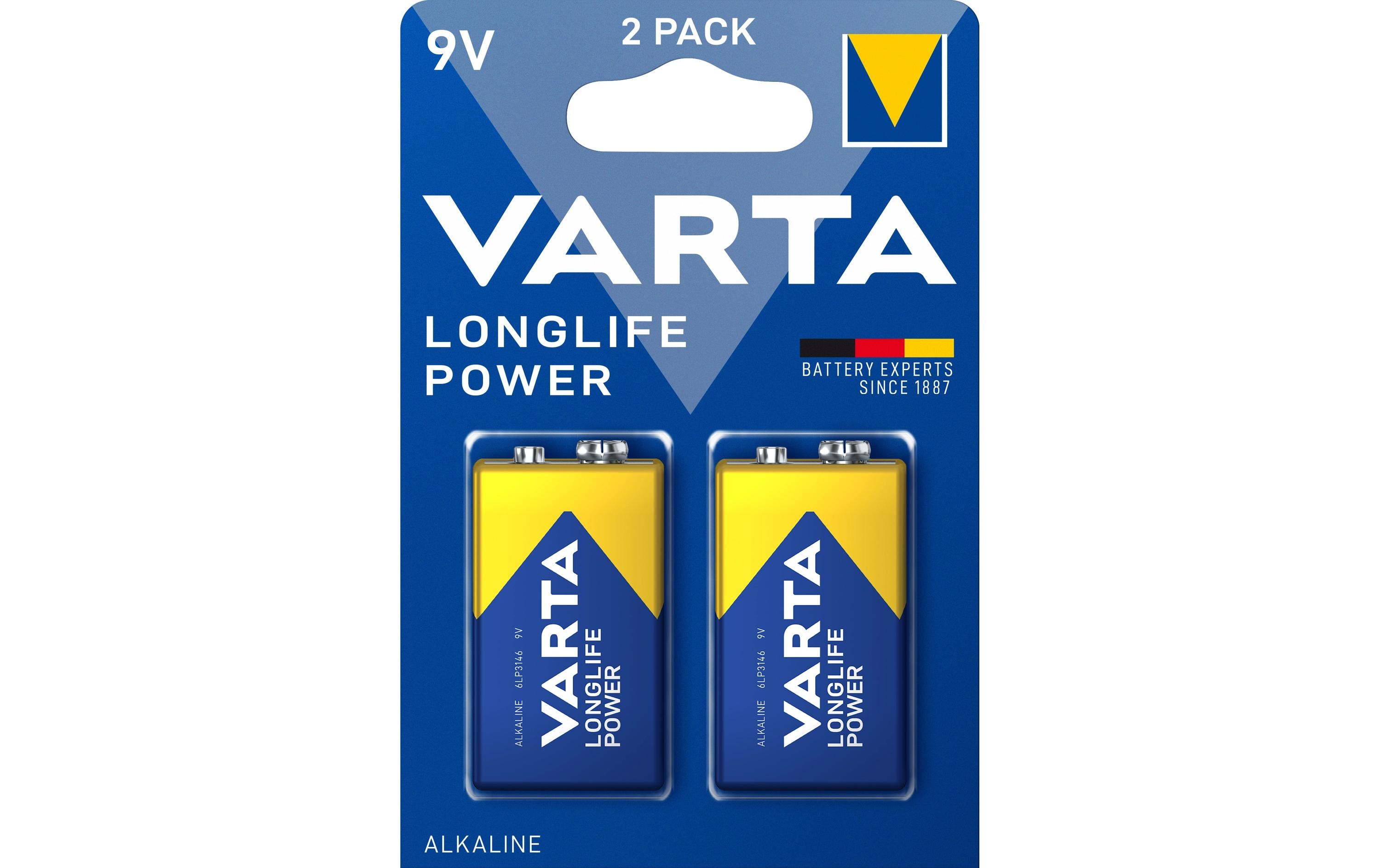 Batterie Longlife Power 9V E-Block , 2 StückDie Kraftvolle Batterie für energiehungrige Geräte