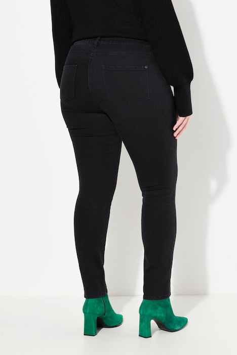 Jeans Sarah, schmales Bein, Stretchdenim, Saumschlitz