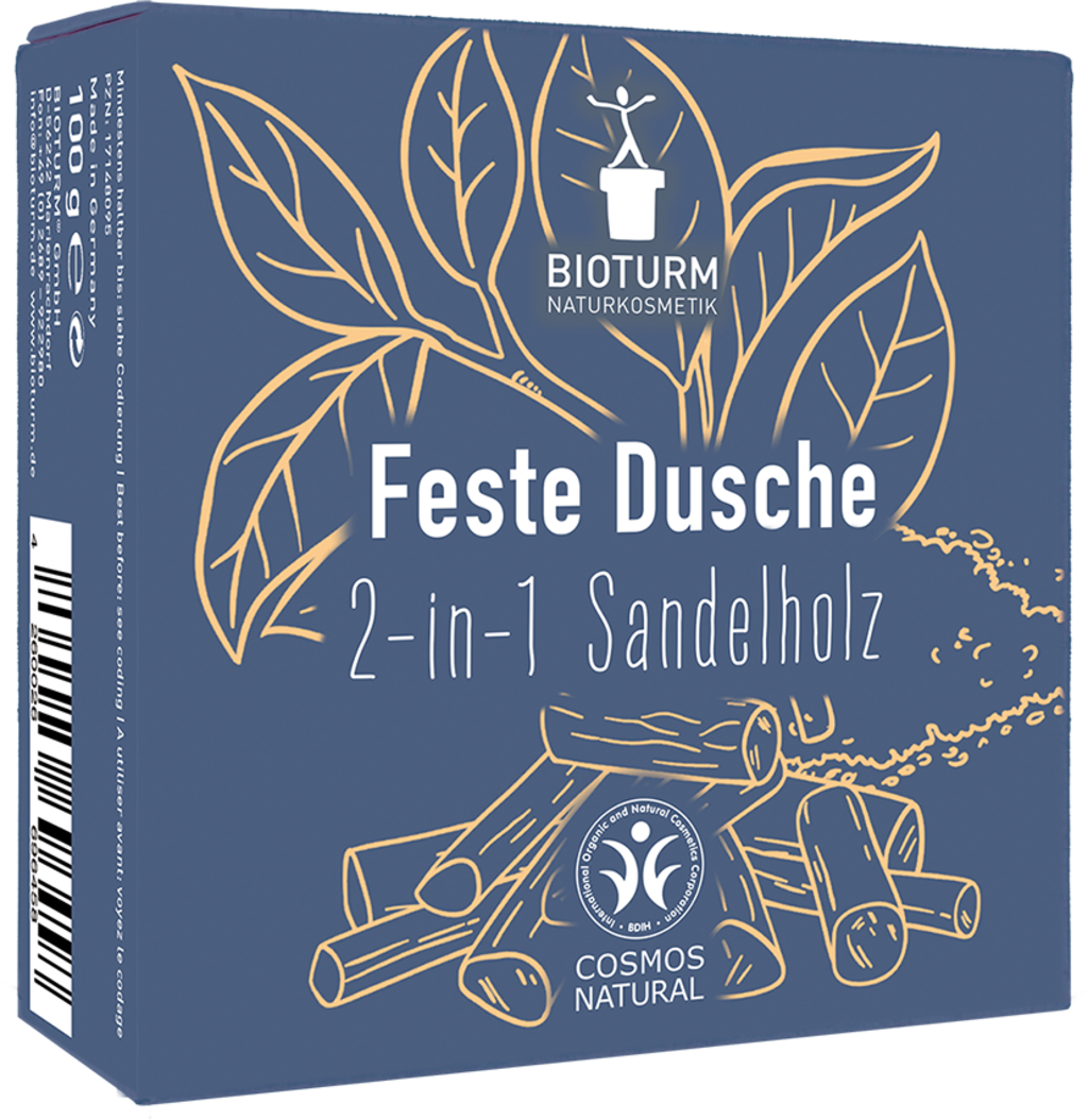 Bioturm  2in1 Feste Dusche & Shampoo Sandelholz, 100 g
