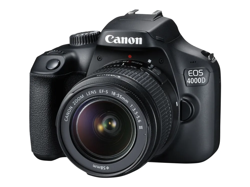 Canon EOS 4000D - Digitalkamera - SLR - 18.0 MP - APS-C - 1080p / 30 fps - 3x optisk zoom EF-S 18-55 mm DC III objektiv - Wi-Fi - sort