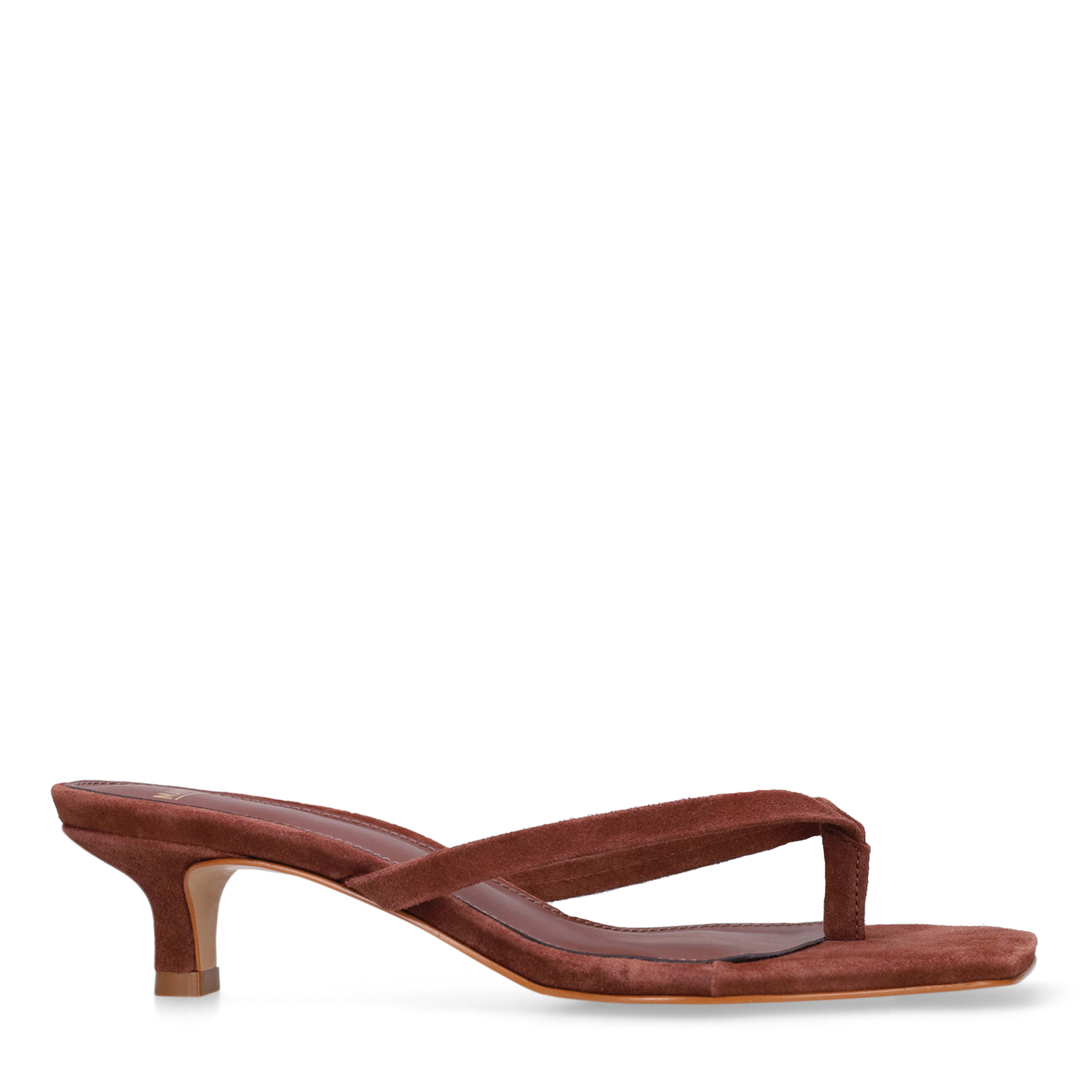 Bruine suède hak slippers