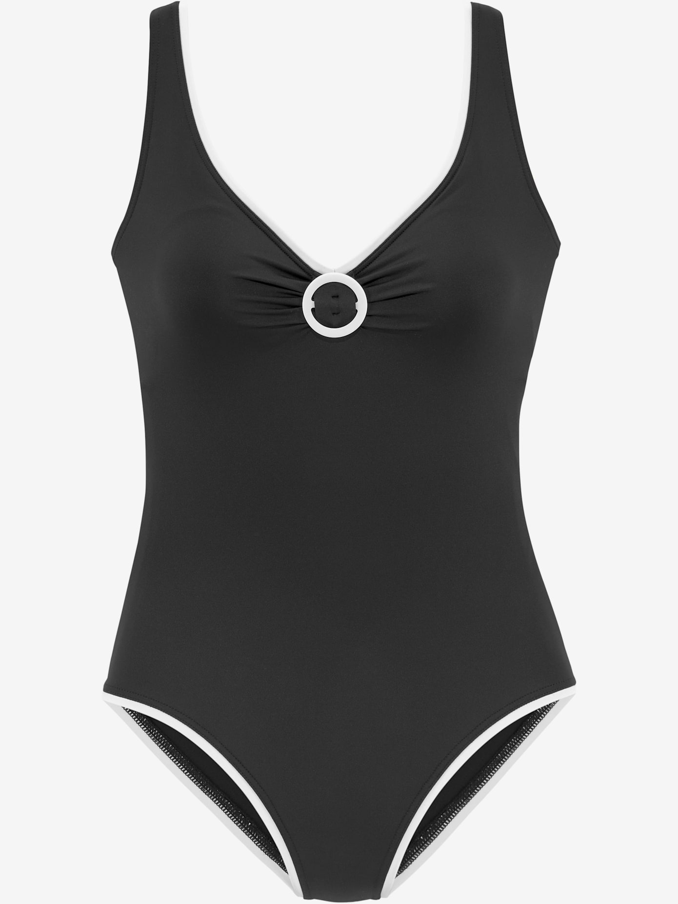 Maillot de bain uni avec anneau décoratif devant