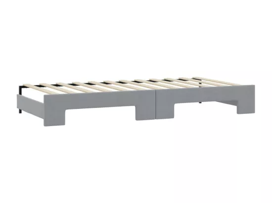 Lit de jour avec gigogne et matelas gris clair 90x190 cm tissu