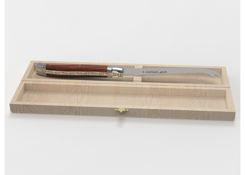 Couteau à fromage Laguiole avec un manche en bois de cocobolo et mitres en acier inoxydable