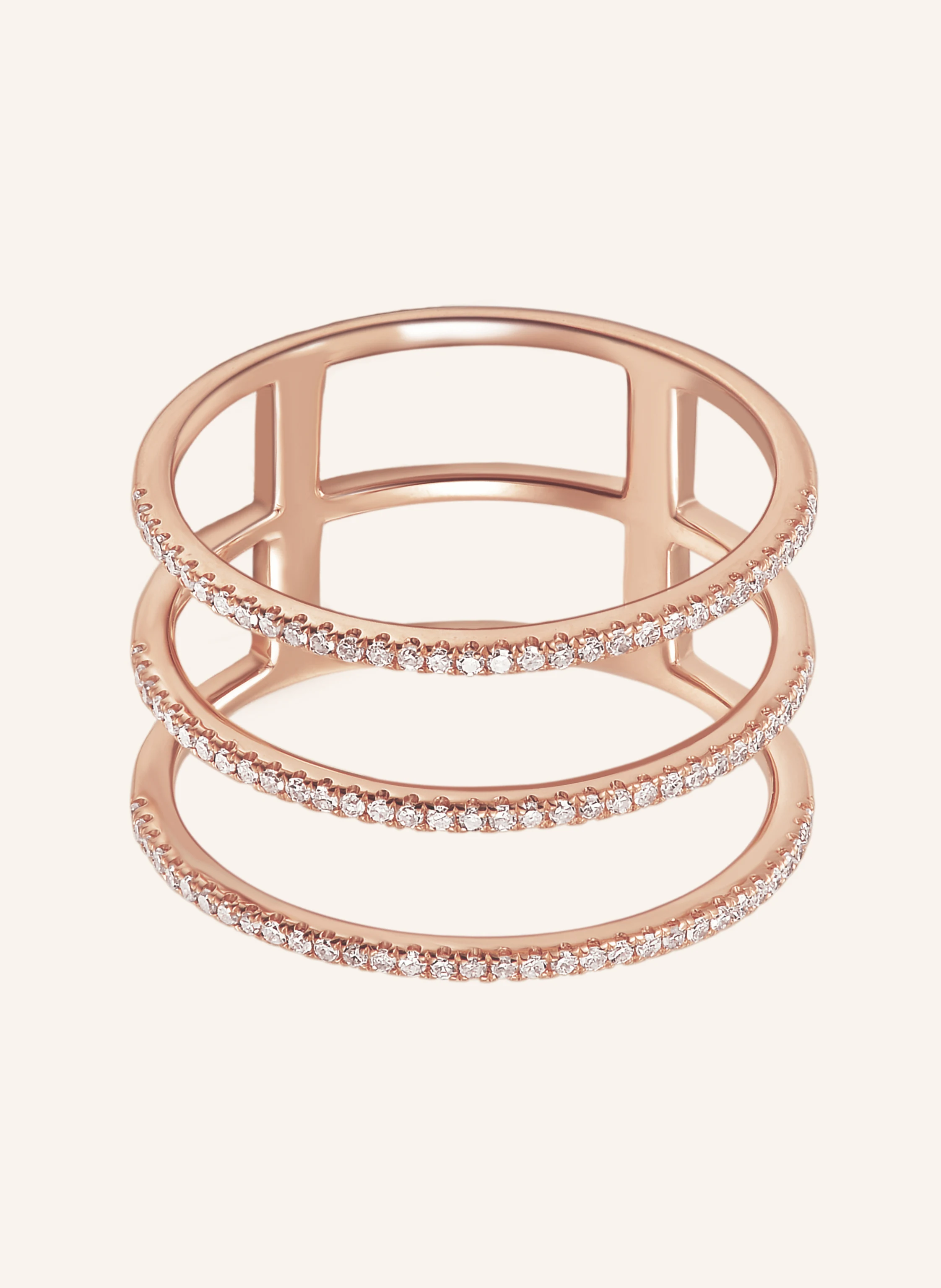 Leaf Ring TRIPLE aus 18 Karat Roségold mit Diamanten