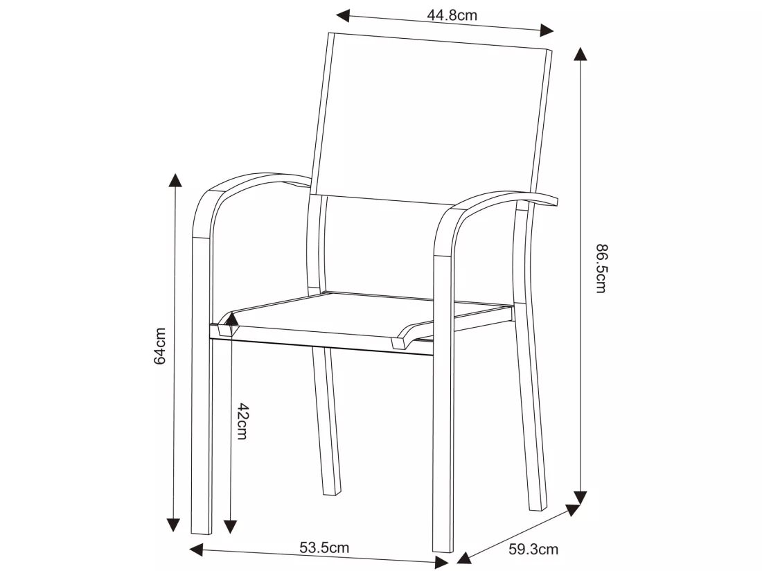 Table de jardin extensible aluminium 270cm + 8 fauteuils empilables textilène anthracite gris - LIO 8
