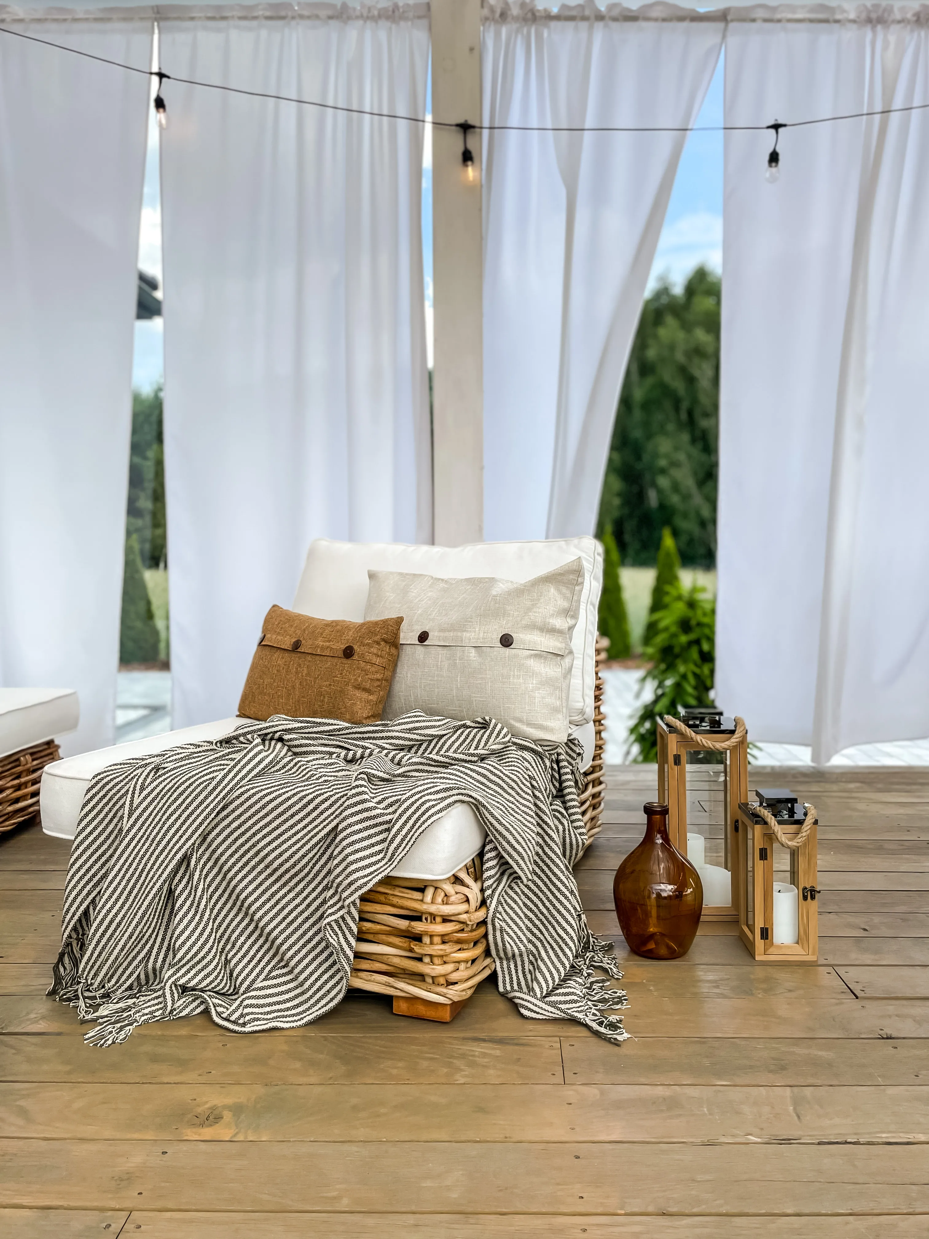 Loungeset met tafel 4-zits VARALLO rechtszijdig modulair Rotan Natuurlijk