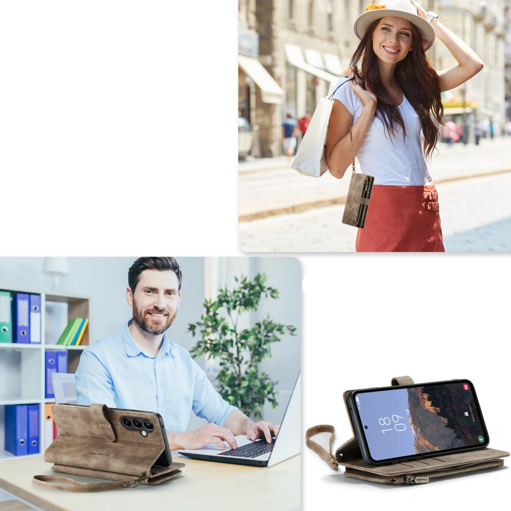Samsung Galaxy A54 5G 2in1 Leder Tasche Karten Etui - Dunkelbraun
