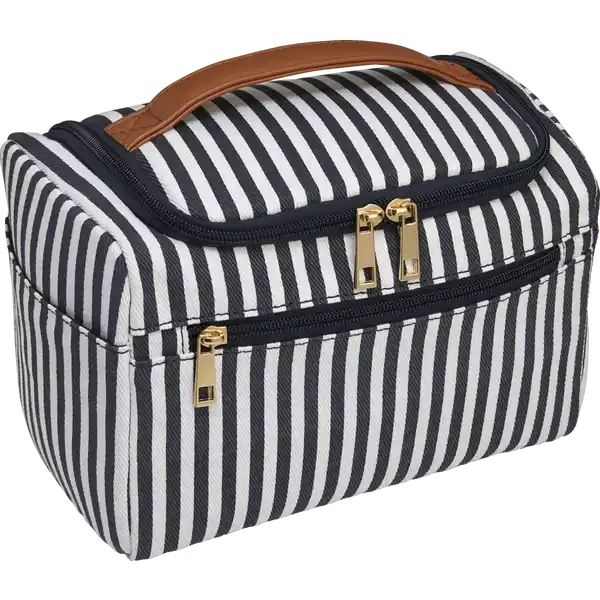 Beauty Case Streifen blau-weiss