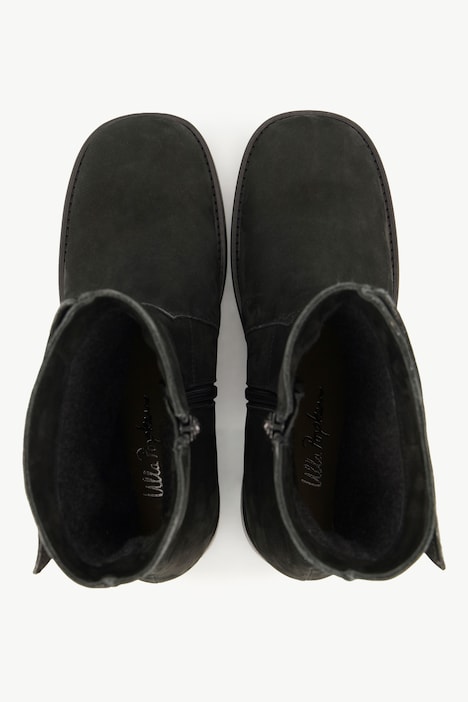 Leder-Boots, Veloursleder, Zipper, Wechselfußbett, Weite H