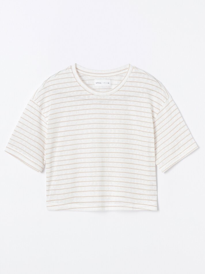 Camiseta cropped com efeito linho - Cru/Vigore