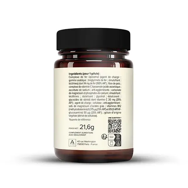 Ferro Lipossomal A-Lab 14 mg - Antifadiga, Imunidade, Deficiência, Energia - 60 cápsulas