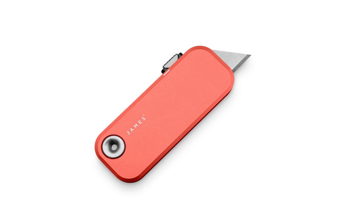 The James Brand The Palmer, Coral Aluminum, Turquoise Lanyard KN121182-00 utility mes