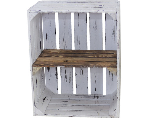 Shabby chic wit/gevlamd plankenkast 50x40x30 cm