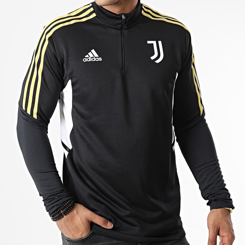 Sweat Col Zippé A Bandes Juventus HA2641 Noir
