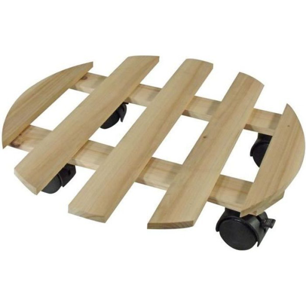 Tablette a roulettes pour plantes - sapin - h7,4 x ø35 cm