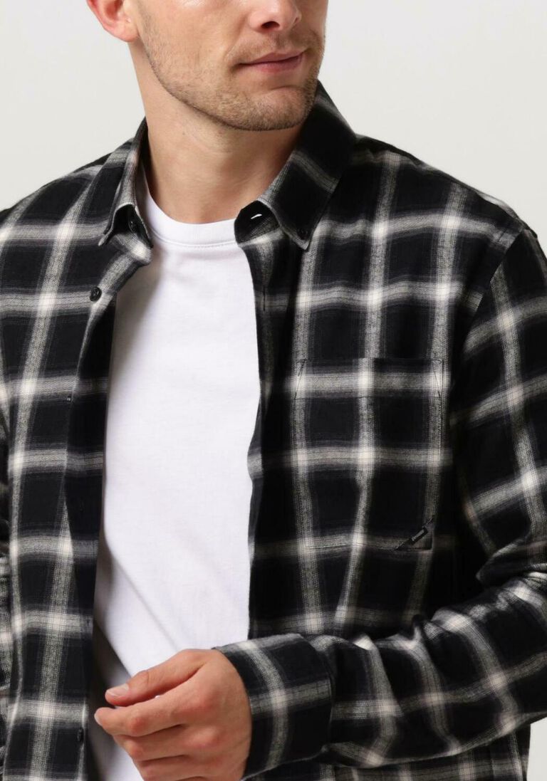 VANGUARD grijze vanguard overshirt long sleeve shirt check viscose cotton blend