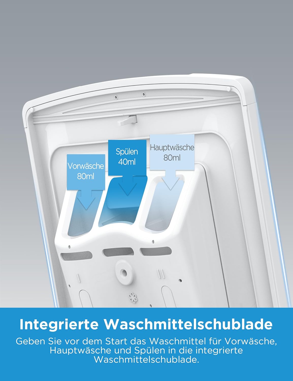Midea Toplader Waschmaschine MF10ET60B / 6KG / A / 1200 U/min/BLDC Inverter Mortor/Dampffunktion/SoftOpener/XL Türöffnung/Kurz 15'&45' / Mehrere Temperaturoptionen/AquaStop, Weiß