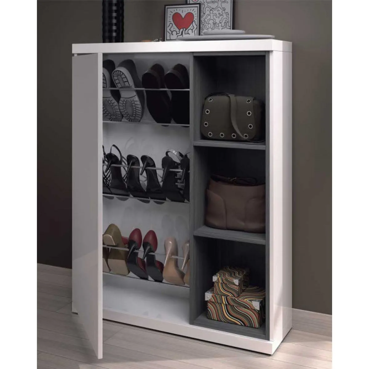 dansmamaison Meuble à chaussure - Gris Anthracite