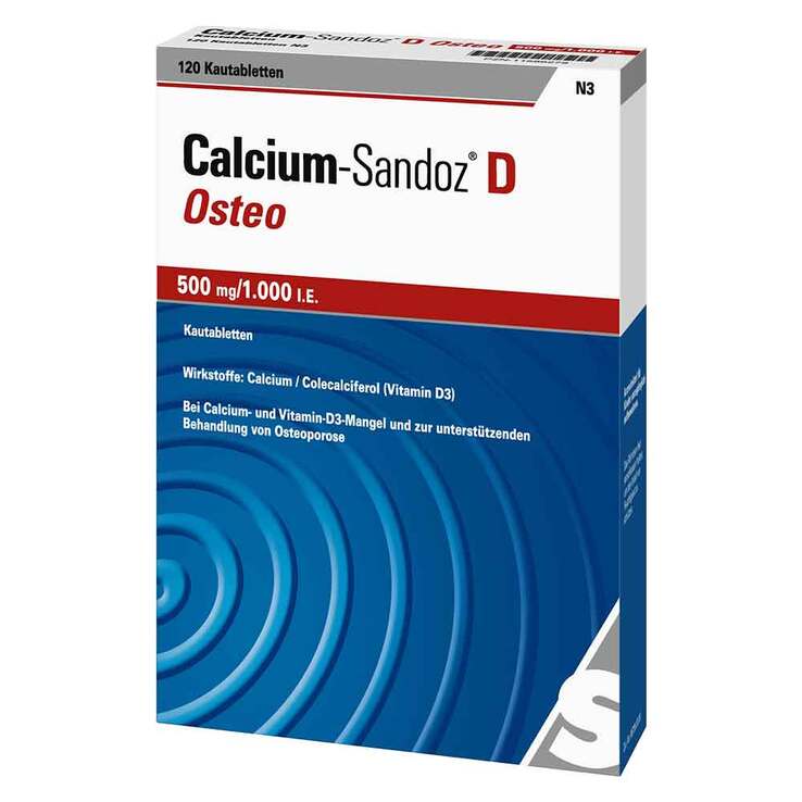 Calcium Sandoz D Osteo 500 mg / 1.000 I.E. Kautabletten , 120 St