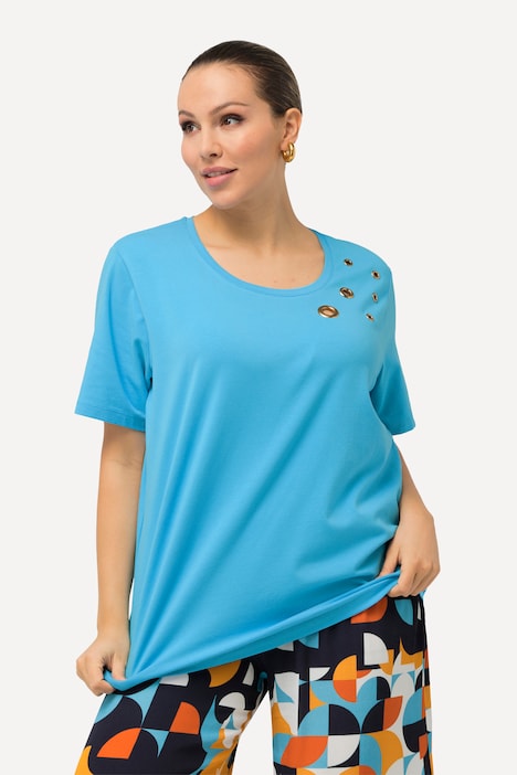 T-Shirt, Schmuckösen, Rundhals, Halbarm