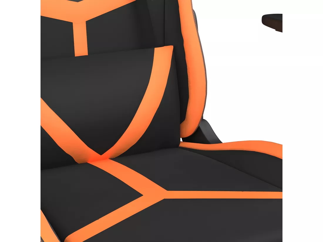 Chaise de jeu avec repose-pied Noir et orange Similicuir